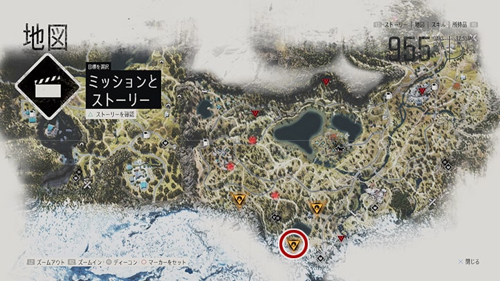 デイズゴーンの最悪の敵『民兵どもめ』のミッション攻略手順のマップ