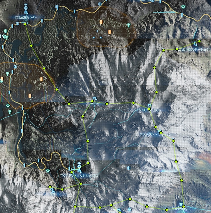 雪山のジップラインの建て方マップ