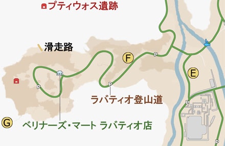 プティウォス遺跡のマップ