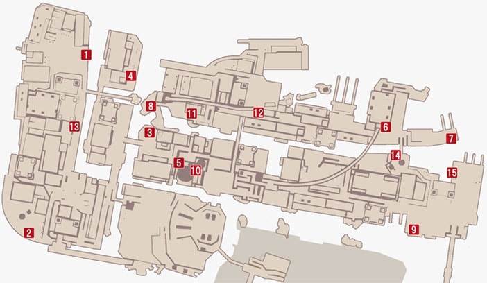 オルティシエの記録の各入手場所のマップ