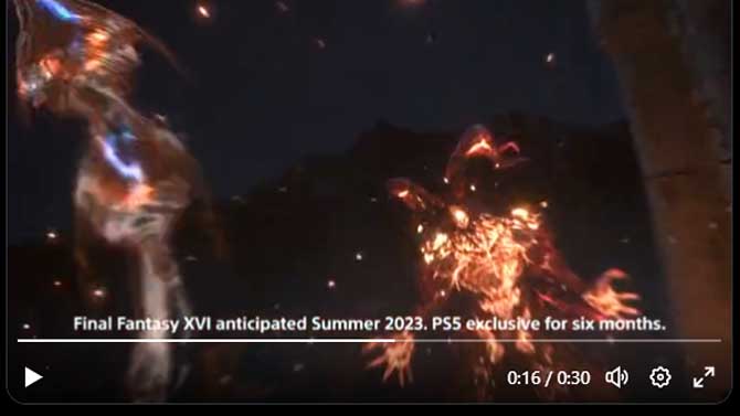 FF16は2023年夏に発売予定。6ヶ月間PS5独占。