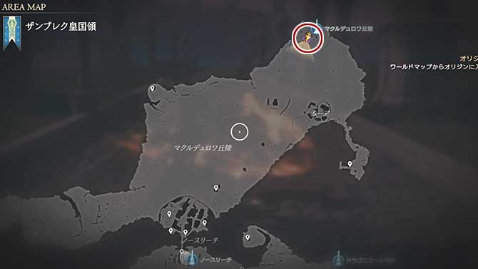 執意の竜騎士の居場所のマップ