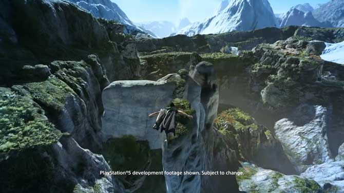 PROJECT ATHIAのゲーム画像、岩場をジャンプするシーン