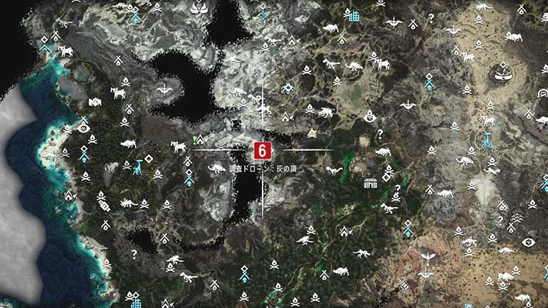 調査ドローン：灰の頂の場所マップ