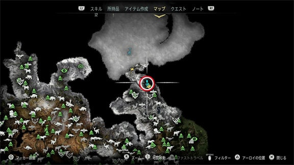 サイドクエスト『凍てついた大地へ』のマップ