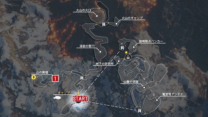 サイドクエスト『神の手』の発生場所のマップ