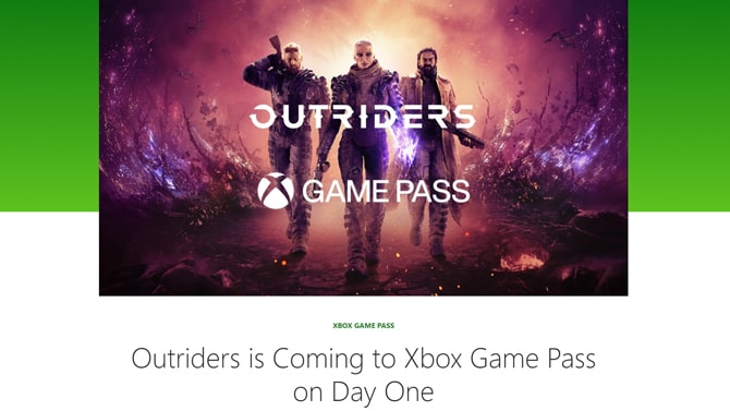 Xbox Game PassのOutriders
