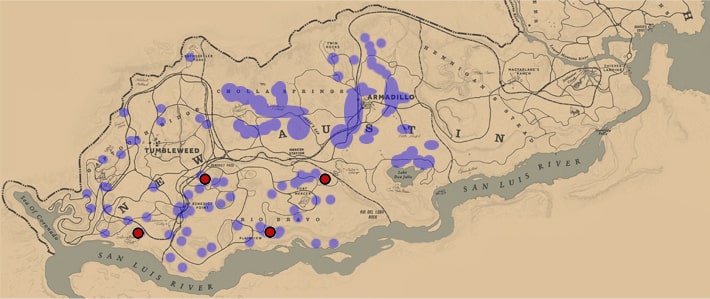 ココノオビアルマジロの居場所マップ