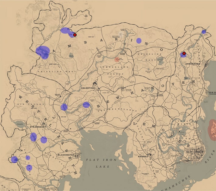 ニシヘラジカの雄、ニシヘラジカの居場所マップ