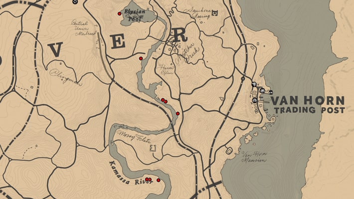 ゴボウの入手場所のマップ