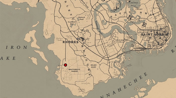 ブレスウェイト荘園の場所のマップ