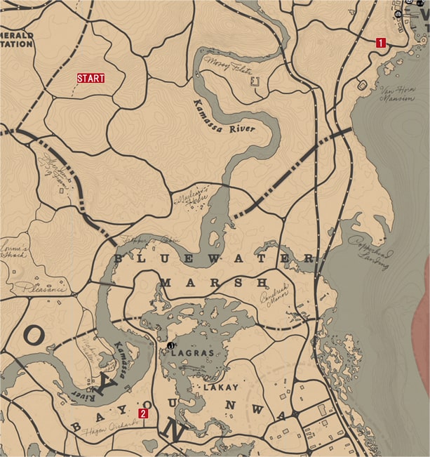 次の目的地の場所のマップ