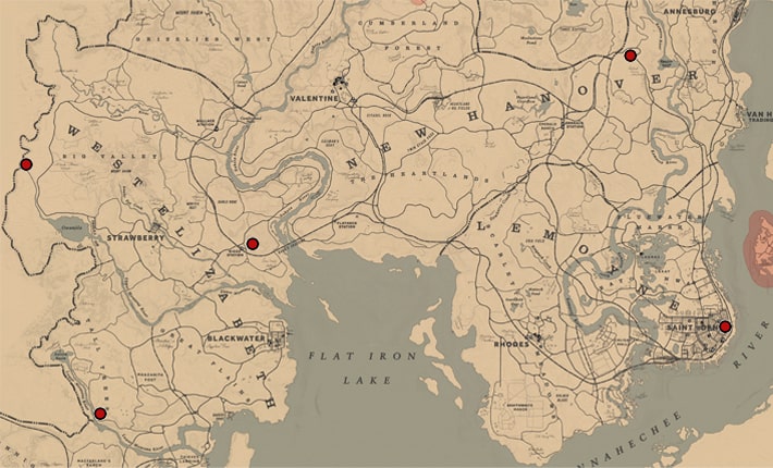 罠師の場所のマップ
