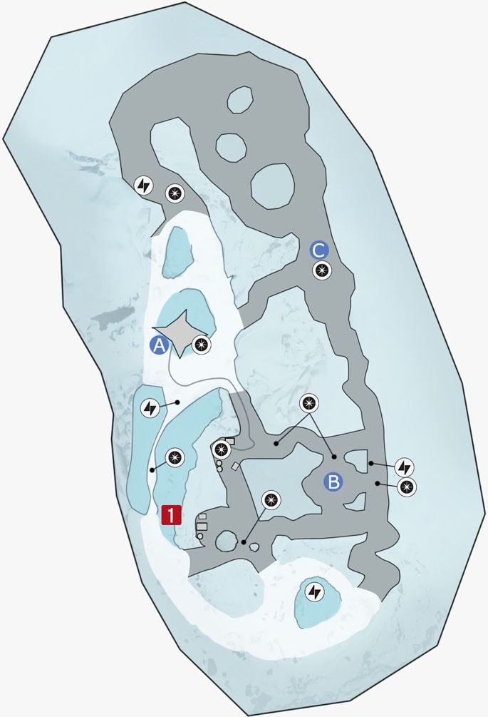 ドロイドランの氷の洞窟のマップ