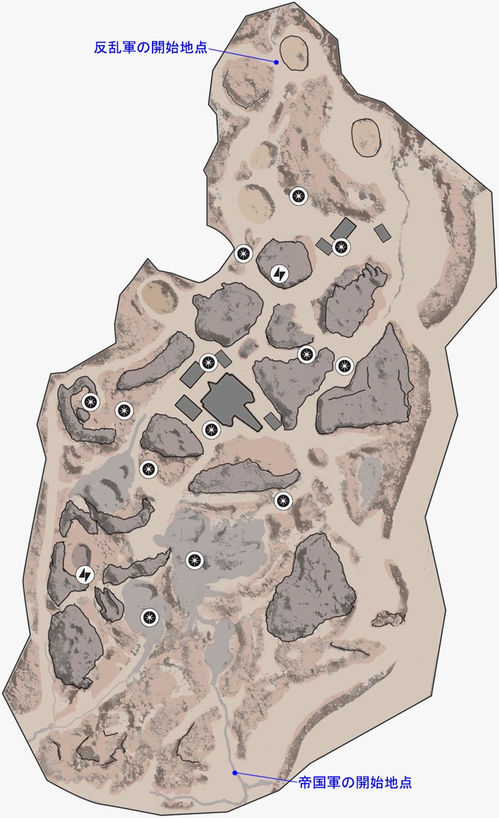 ヒーローVS.ヴィランのサルファ・フィールドのマップ