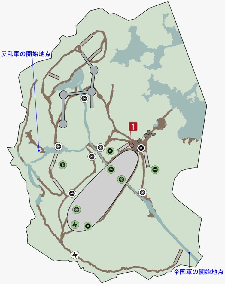 ヒーローVS.ヴィランの湿地帯の墜落地点のマップ