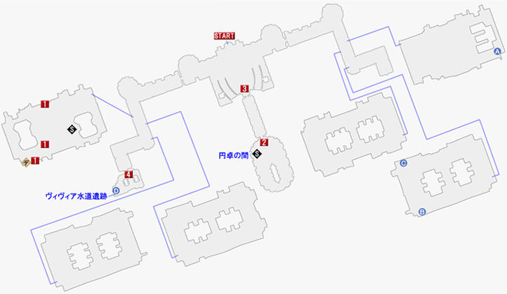 ラウドテブル王宮の攻略マップ