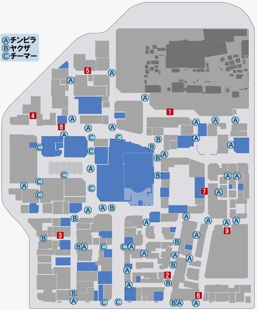 神室町のエンカウントボスのマップ