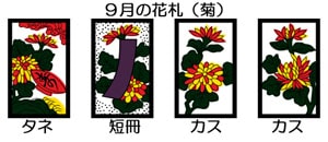 ９月の花札（菊）